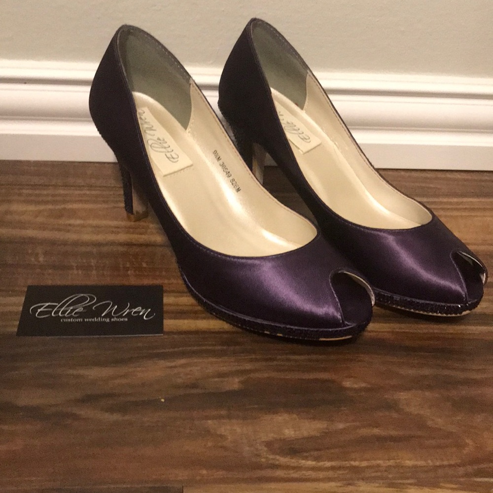 Custom Plum Wedding Heels with bling